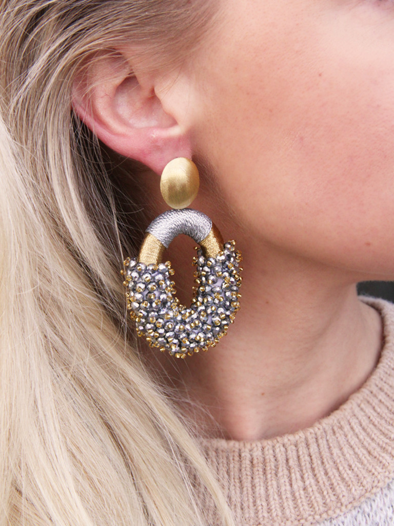 Zilveren Oorbellen Eve Silk Combi Oval Double Stones