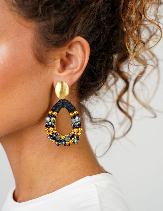 Green Purple Earrings Cis Combi Drop L