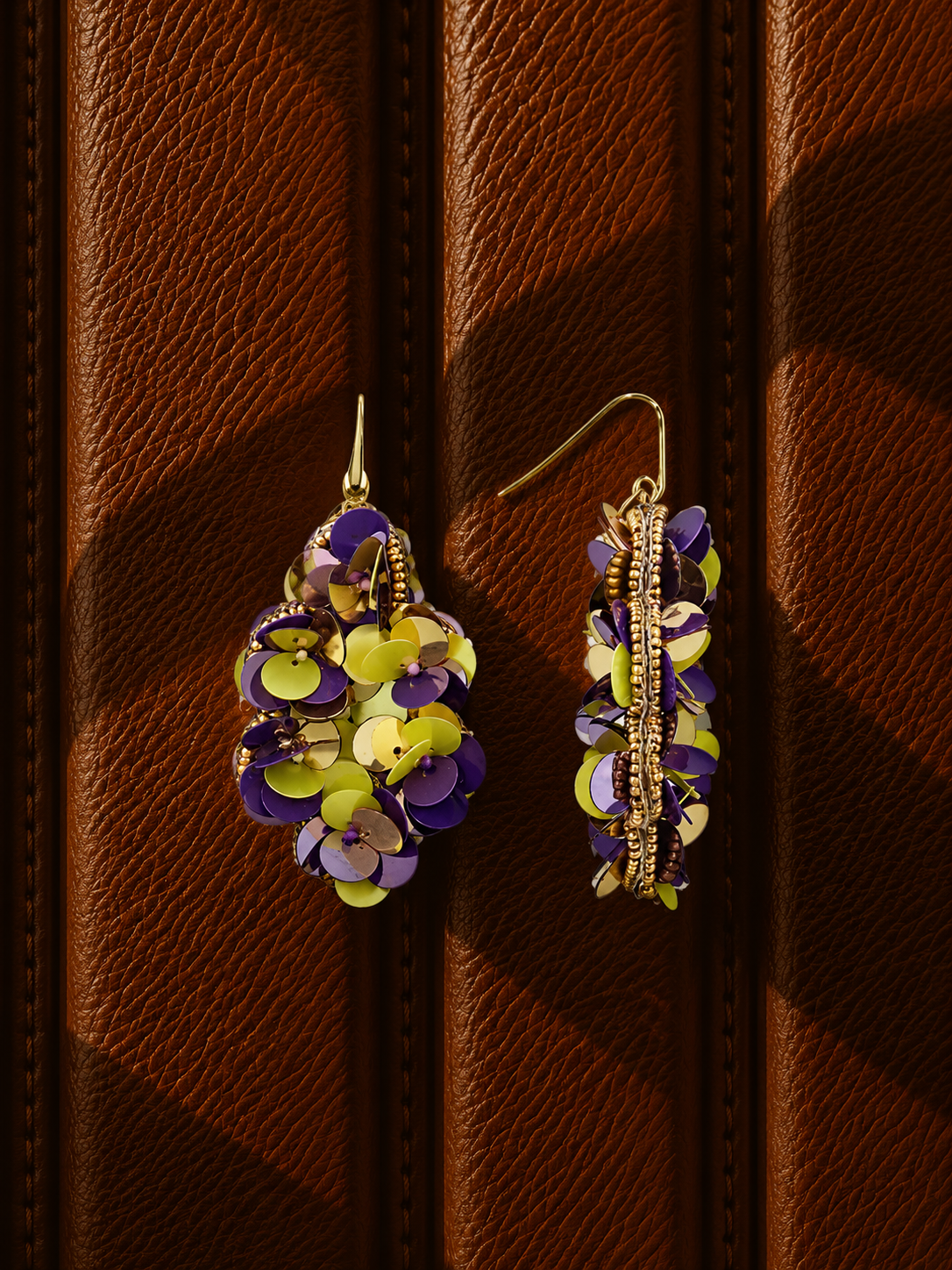 Paarse Lime Oorbellen Laure Sequin Druppel L