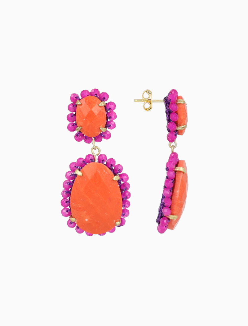 Oranje Oorbellen Bodine Pendant Earring Double L