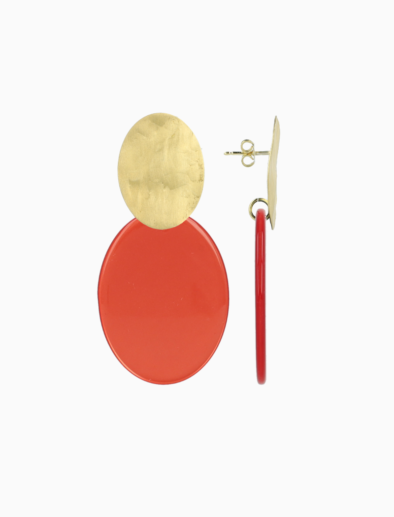 Rode Oorbellen Isabella Closed Oval S 