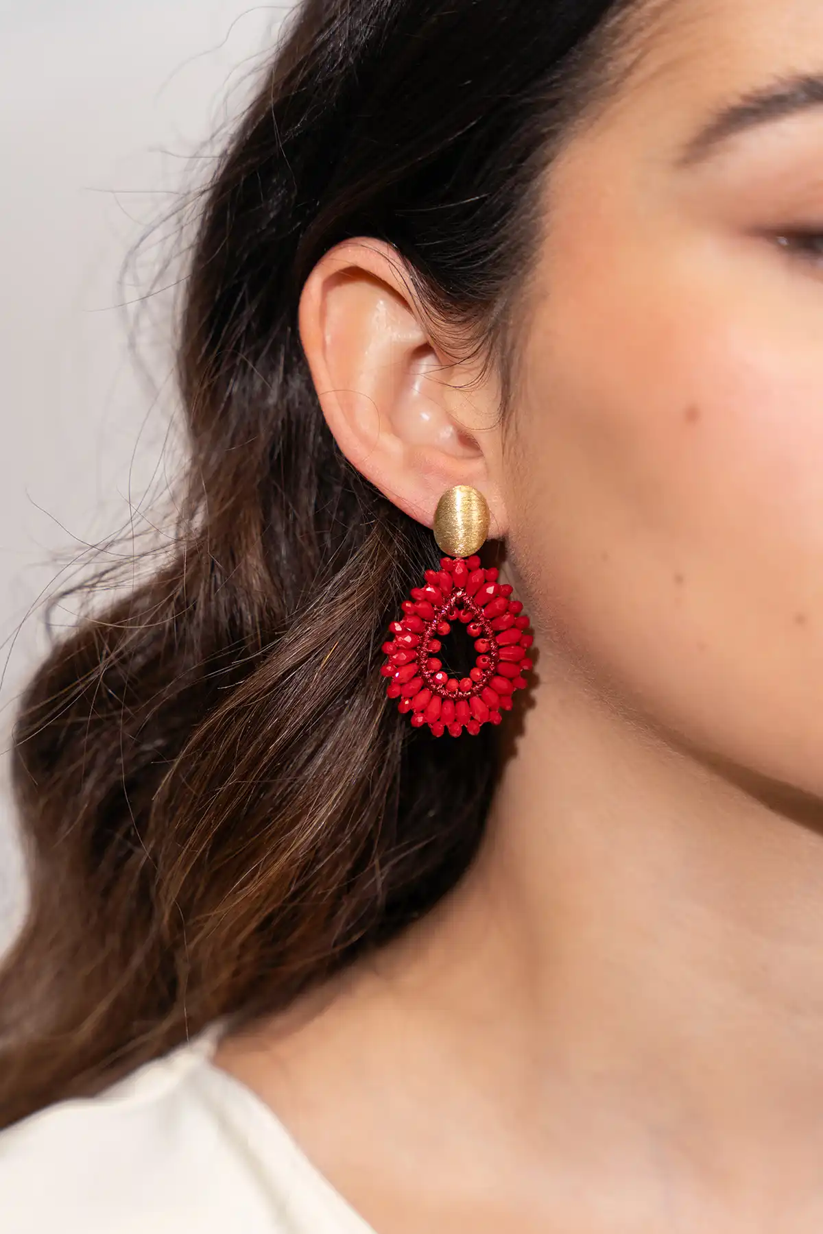 Rode Oorbellen Drop Crystal Robin S