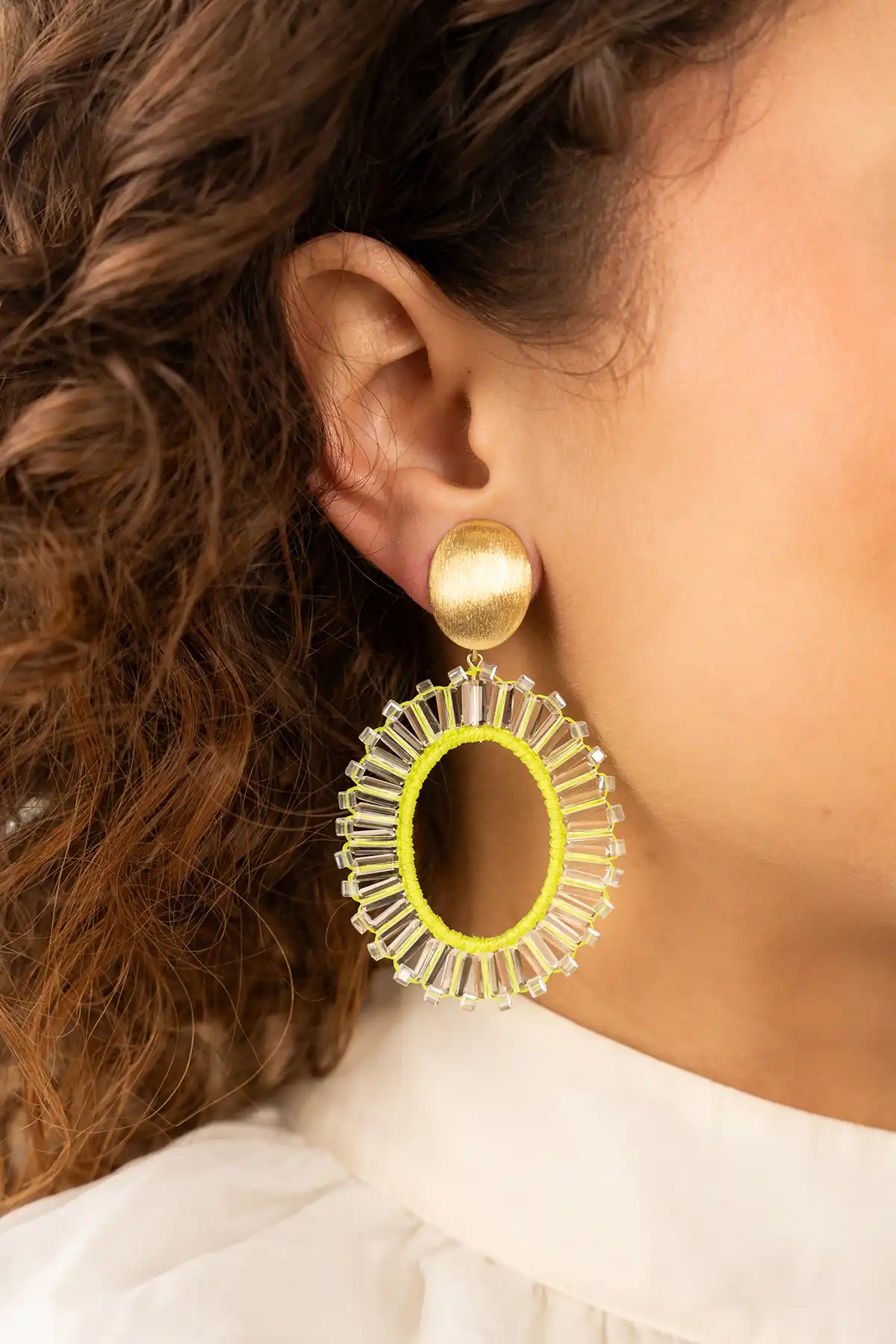 Lime oorbellen Naomi ovaal M tonal clip
