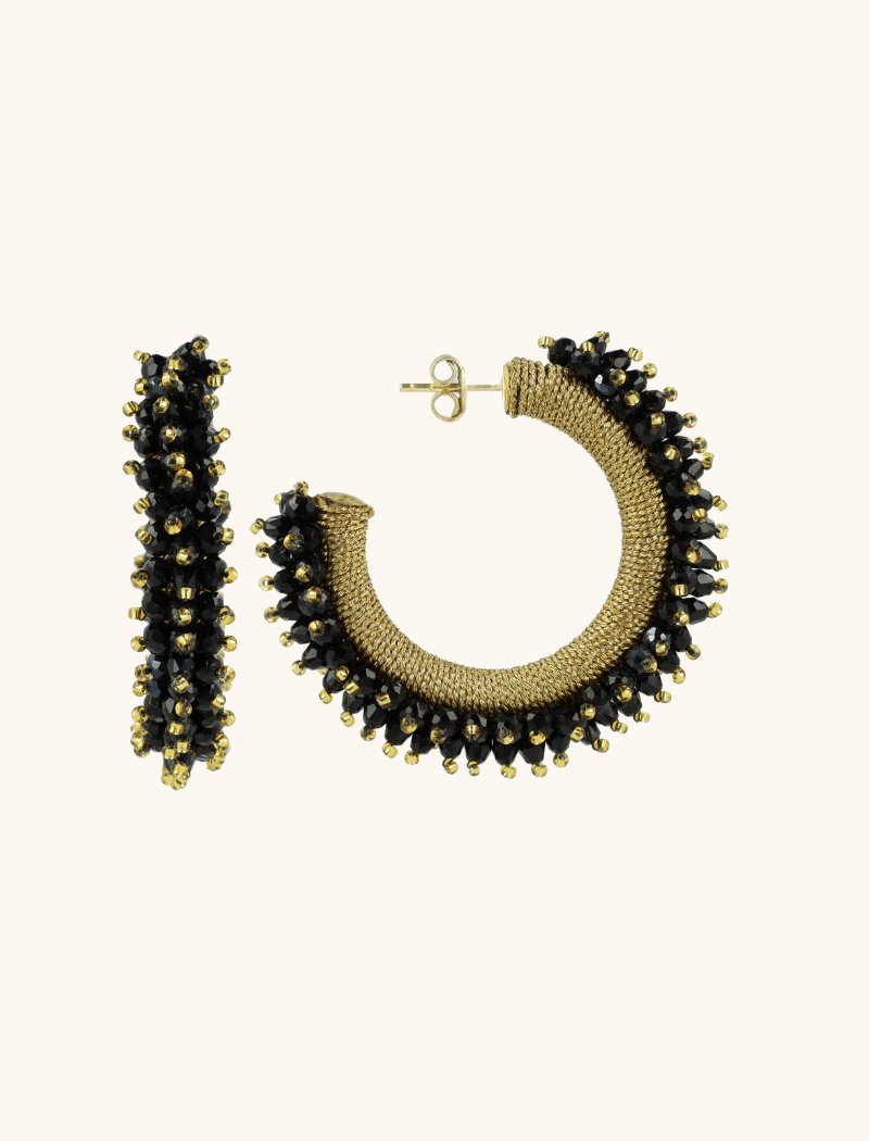 Black Earrings Urchin Creole L