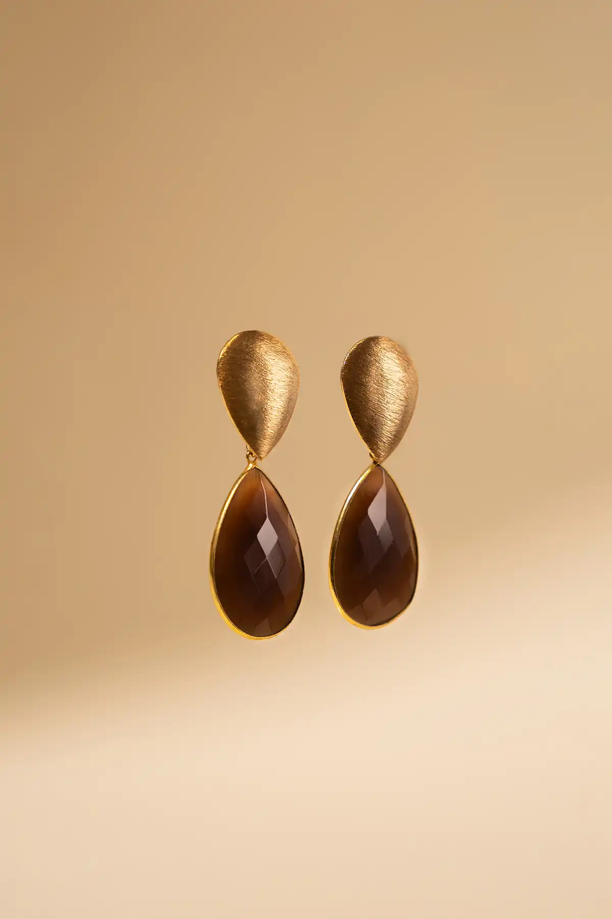 Bruine Oorbellen Quartz Framed Drop XL