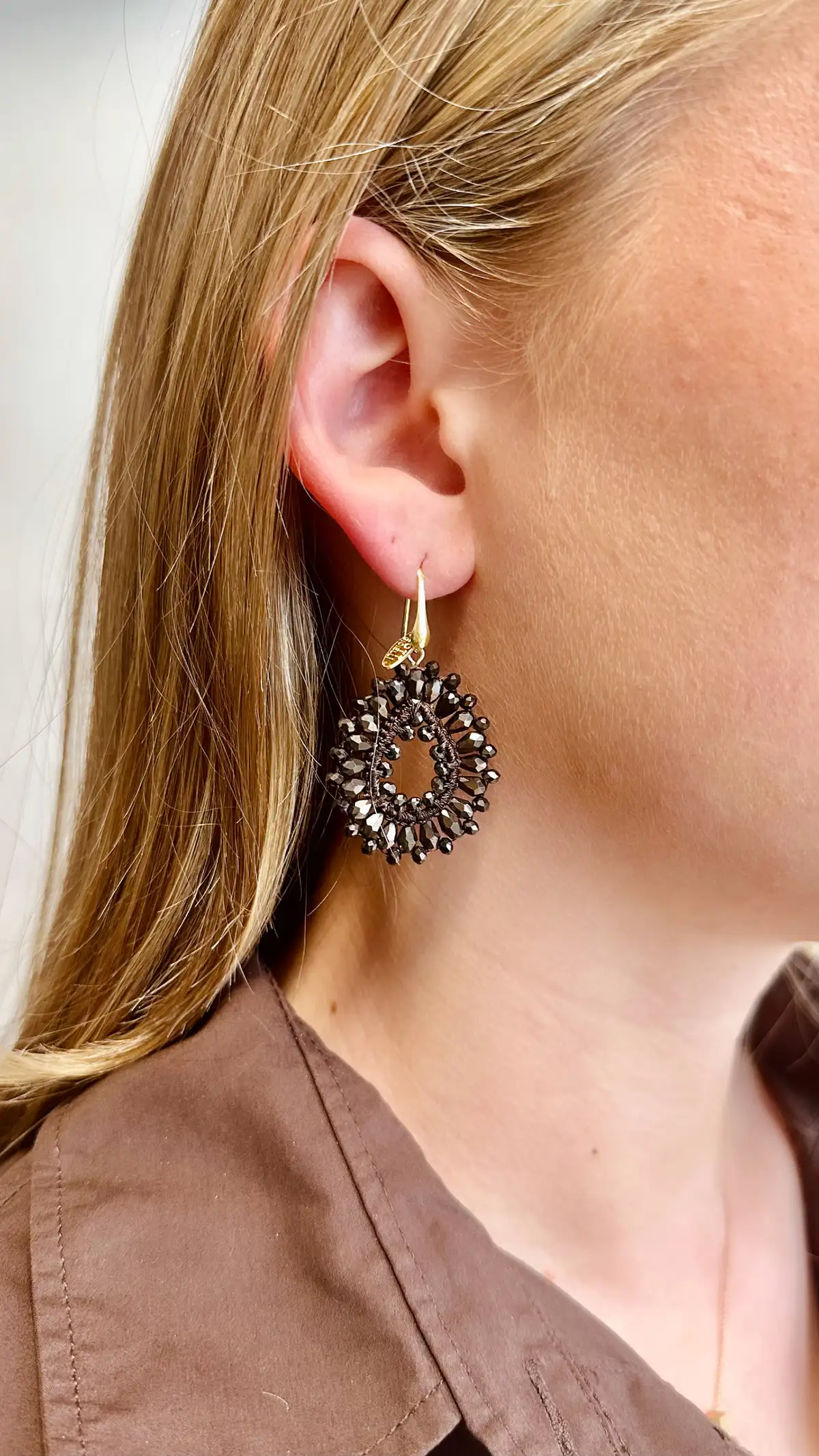 Metallic Bruine Oorbellen Silk Drop Crystal Small