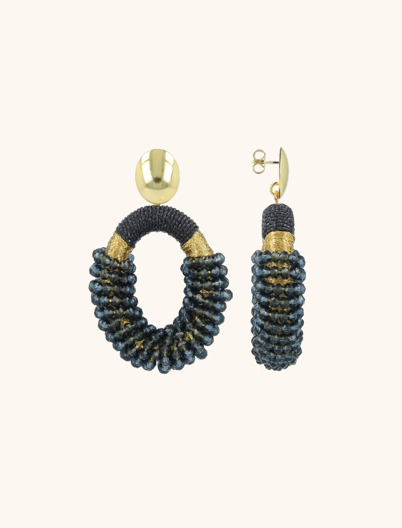 Elemental Blue Earrings Yara Combi Oval M