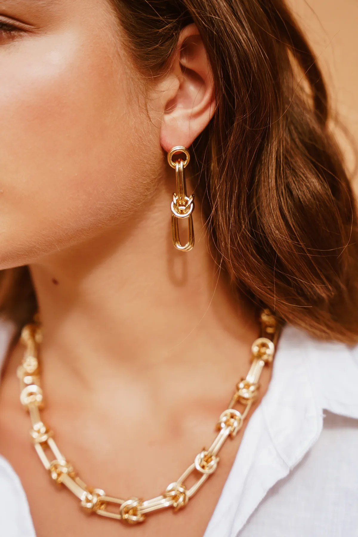 BRASS - Classic Knotted Link Earring