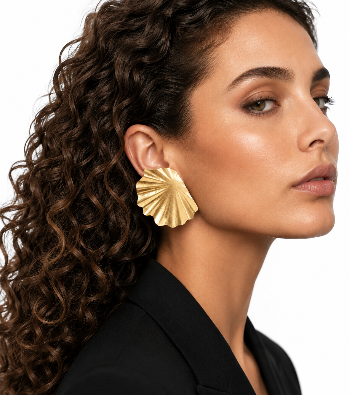 Brass - Gold CL Earring Leaf L Brushed