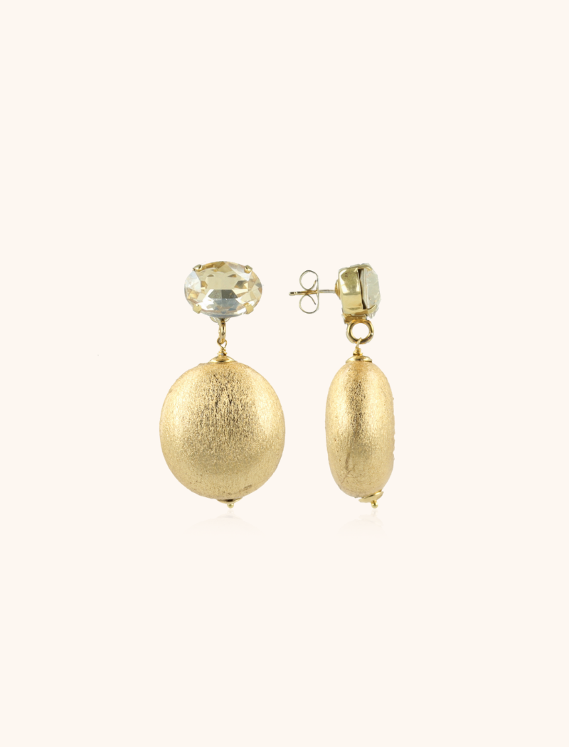 Wooden Earrings Egg M Strass