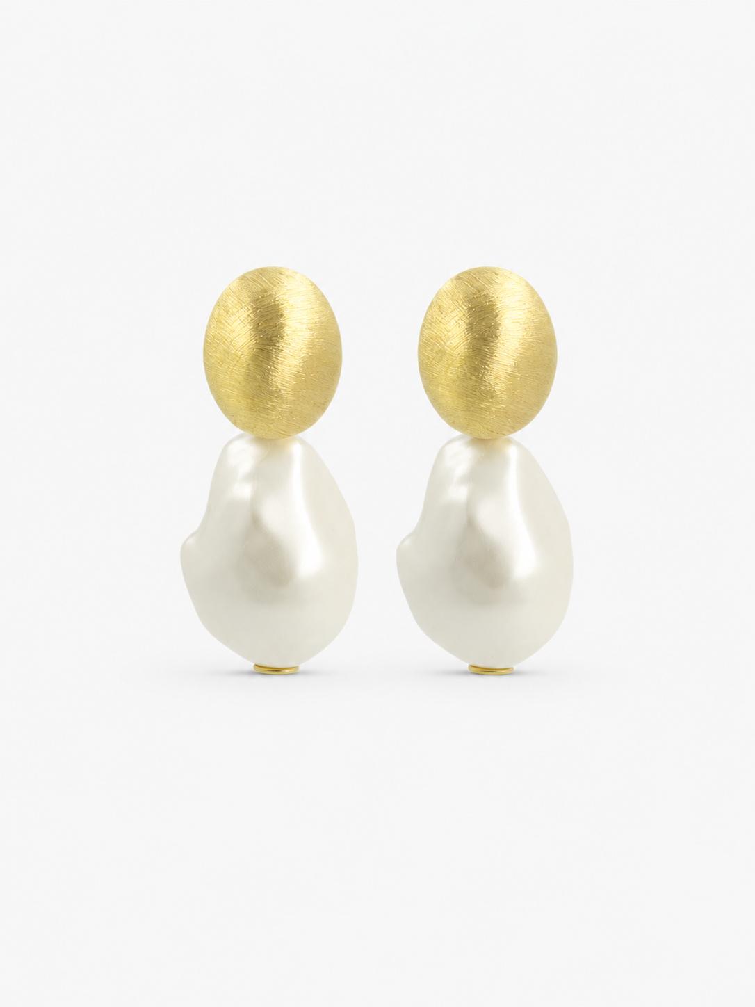 Brass - Gold Irregular Stone L - Pearl White