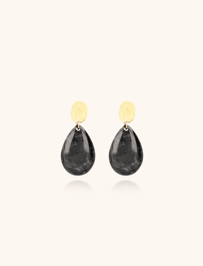 Marble Black Earrings Bliss Drop S