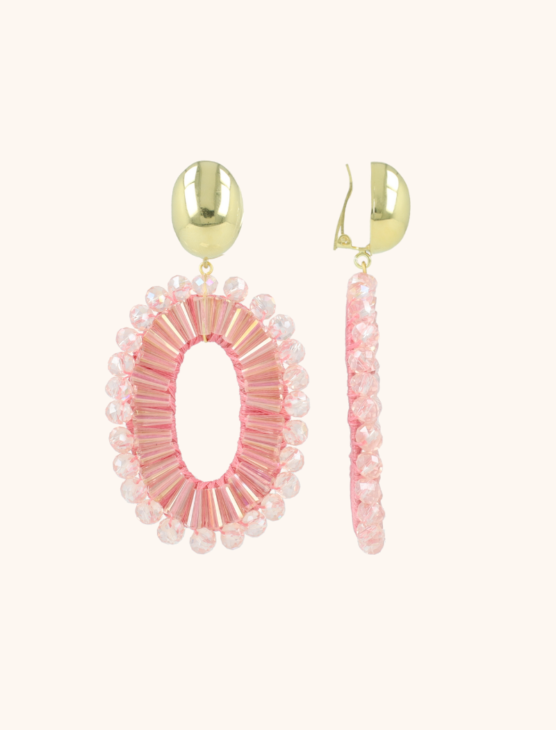 Pink Earrings Ann-Mary Oval Double Clip