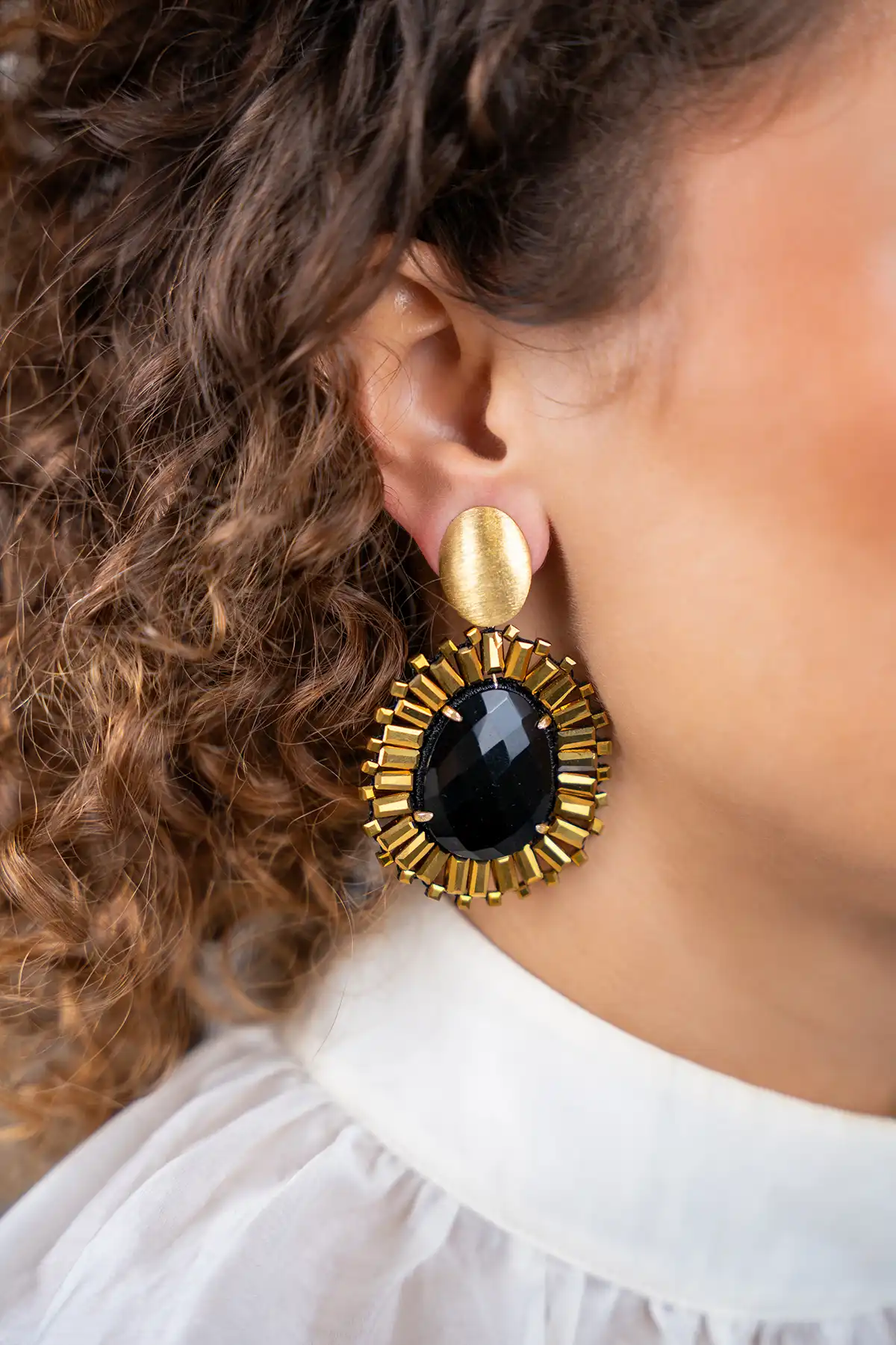 Metallic Gold Earrings Esmee Oval M