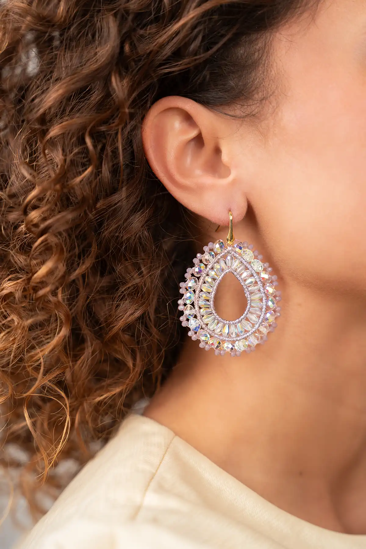 Crystal/Lila Oorbellen Vos Open Drop L