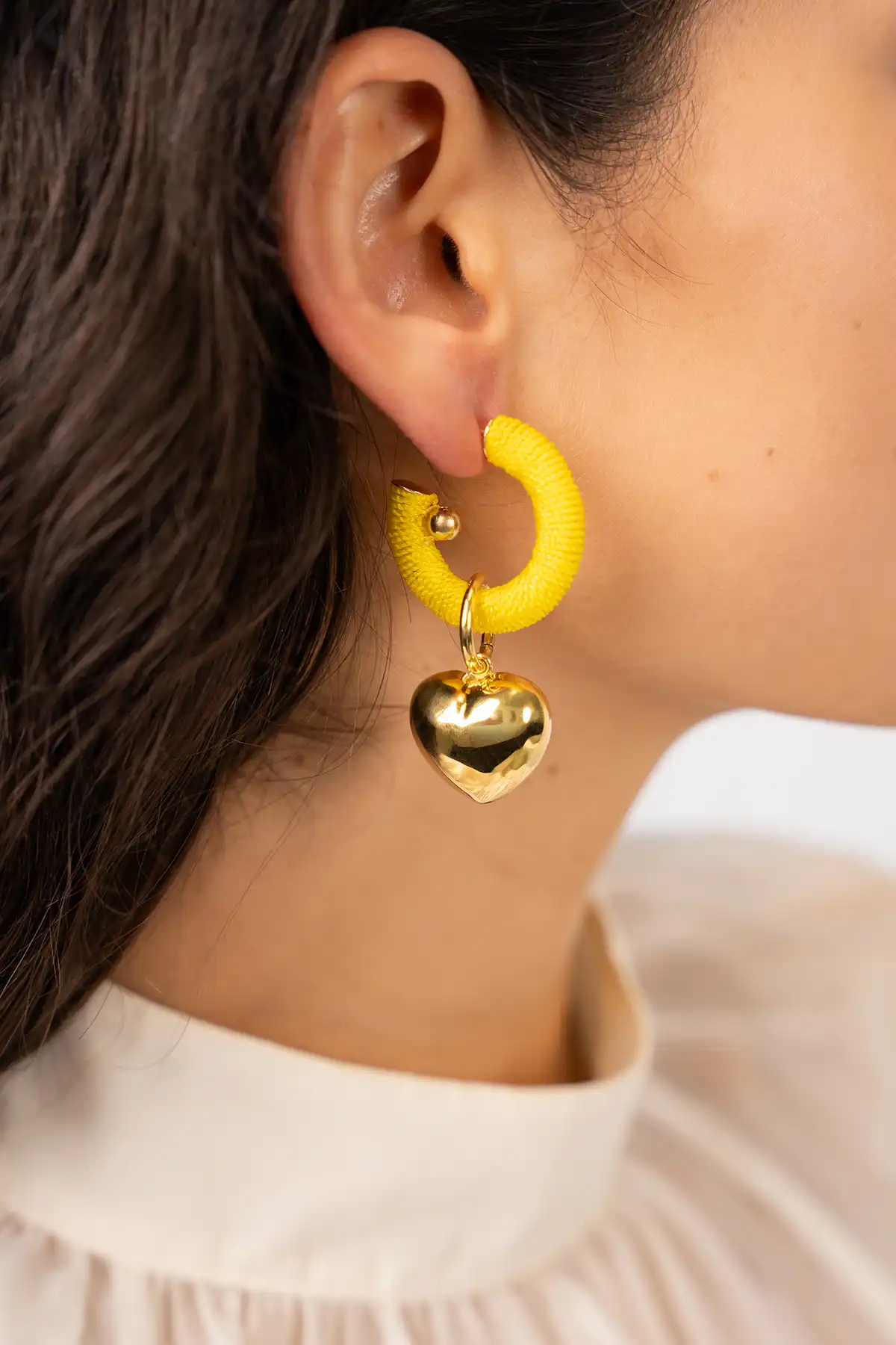 Yellow Heart Earrings Creole Rifka S