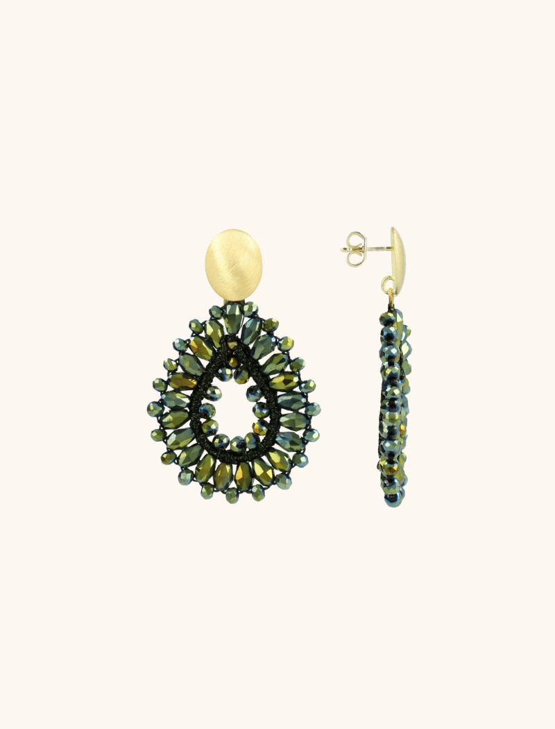 Metallic Groene Oorbellen Silk Drop S