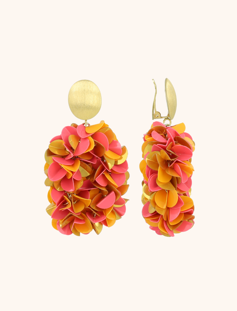 Oranje  Oorbellen Sas Sequin Oval M Clip