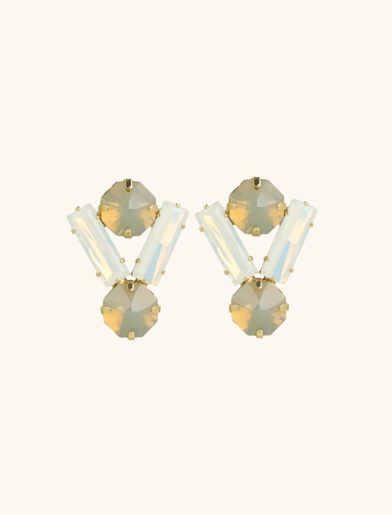 Jule Ohrringe Octagon Double Baguette White Sand