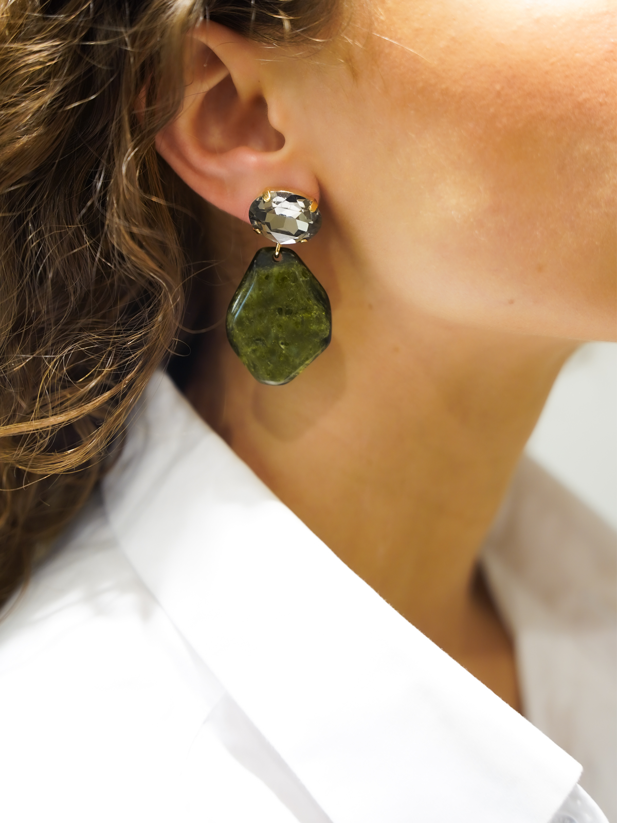 Marble Donker Groen Asymmetrisch Rock M Strass
