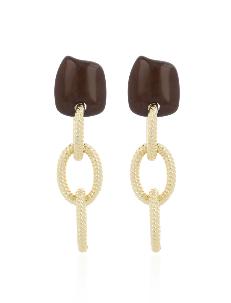 Orlina - CLA Earring Cable Rope L - Soft Gold / Brown