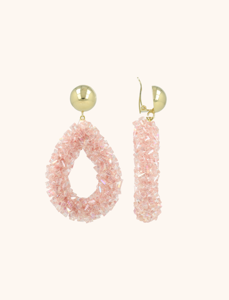 Pink Earrings Marieke Drop L Raw Clip