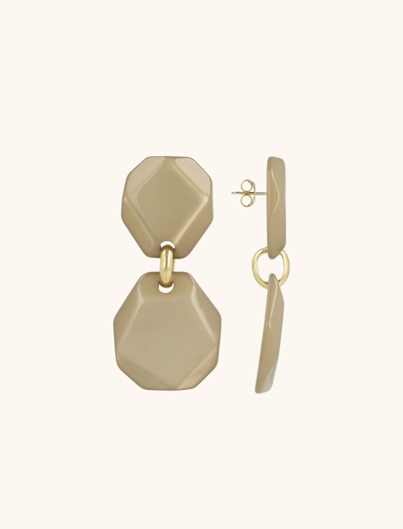 Beige Earrings Zora Double Rock M