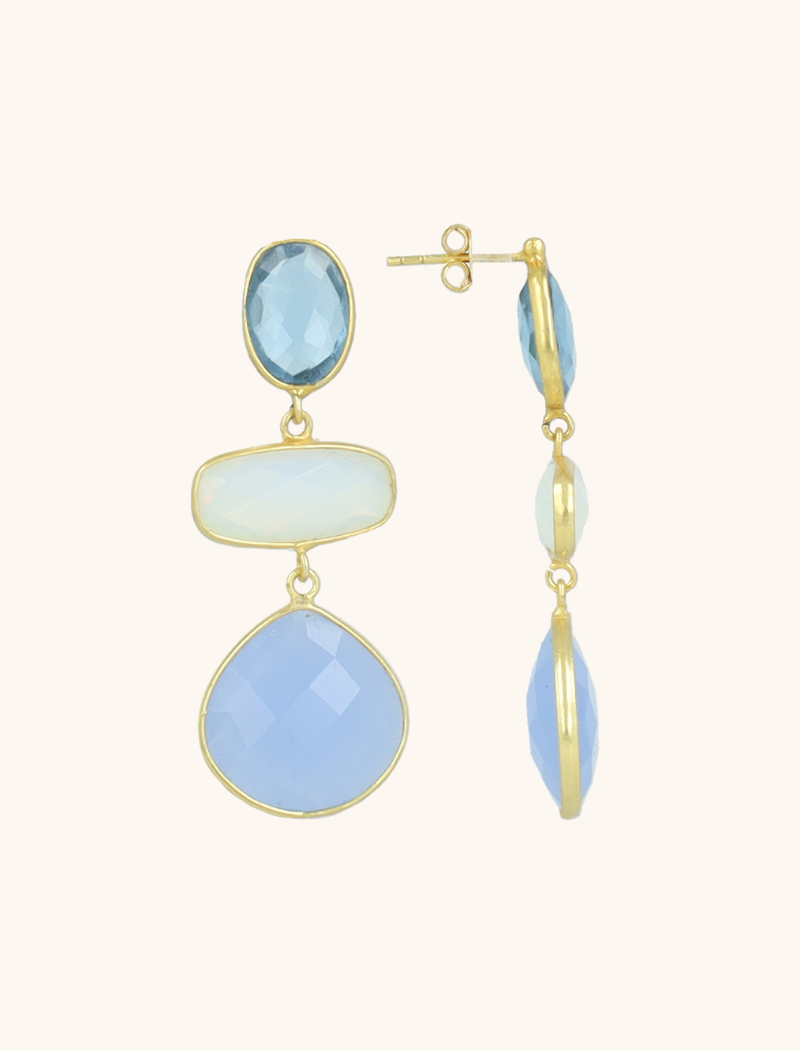 Blaue Ohrringe Runa Triple Framed Shapes S  