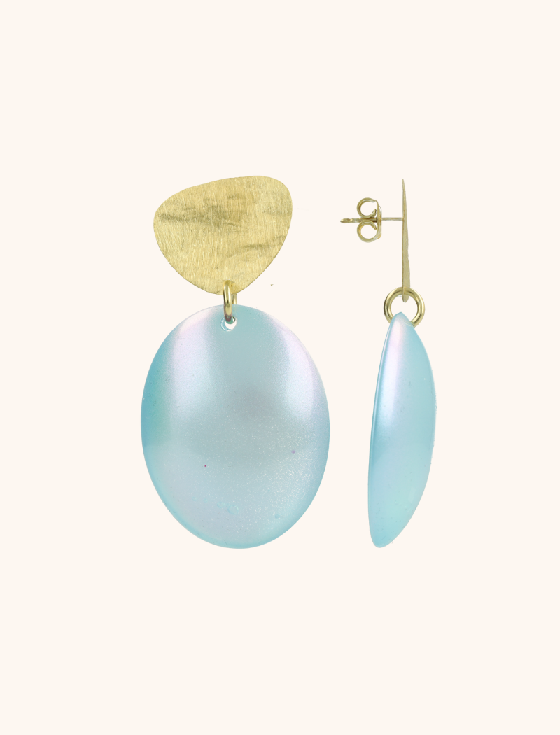 Aquamarine Holo Oorbellen Angie Closed Bugle Oval L