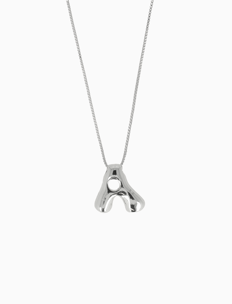 Silver Cartoon Initial Necklace - Adjustable