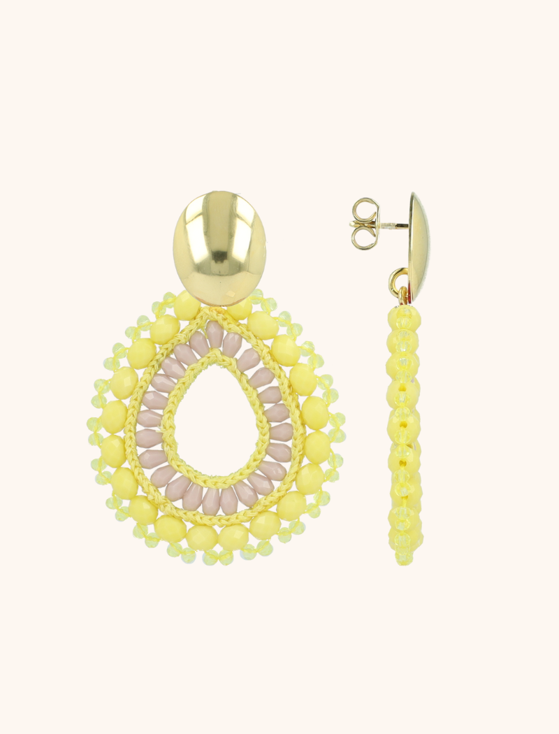 Yellow/Lilac Earrings Vos Open Drop L  