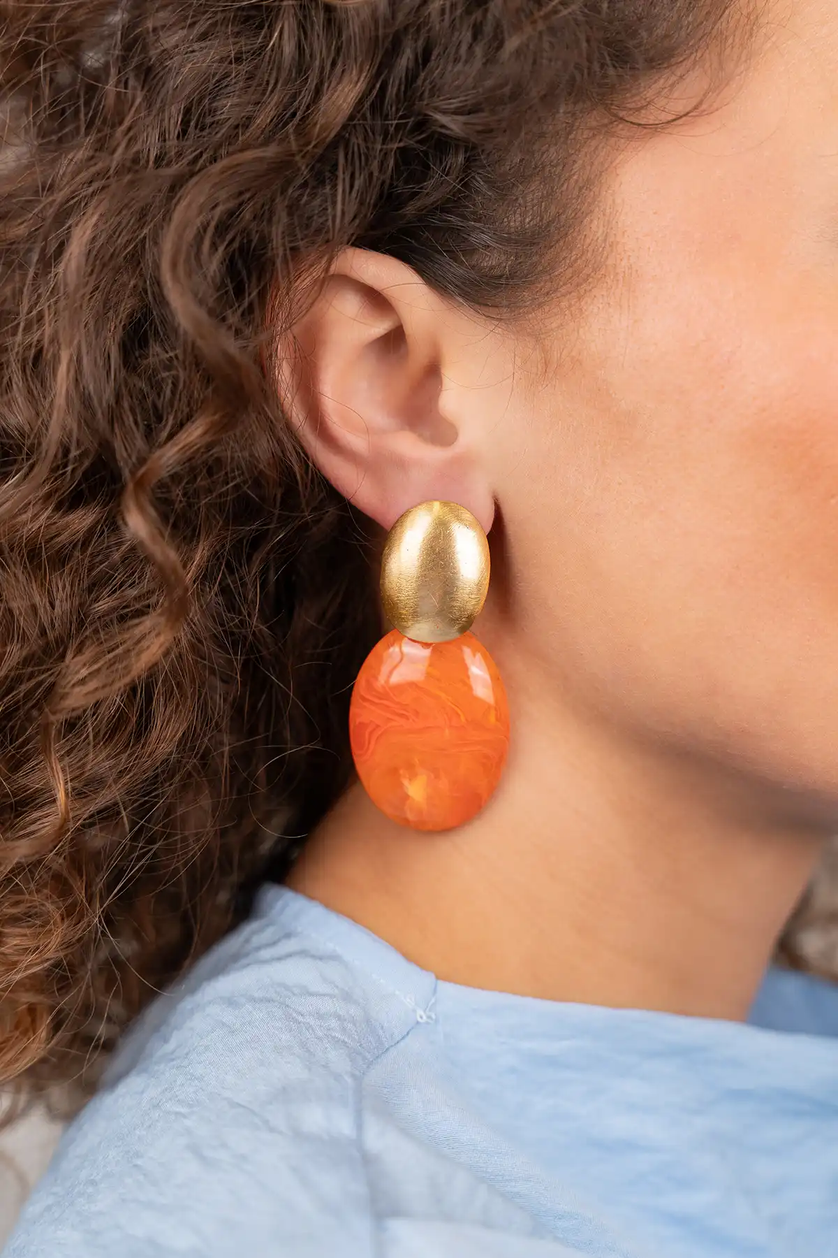 Orange Earrings Sirius Closed Bugle Oval S
