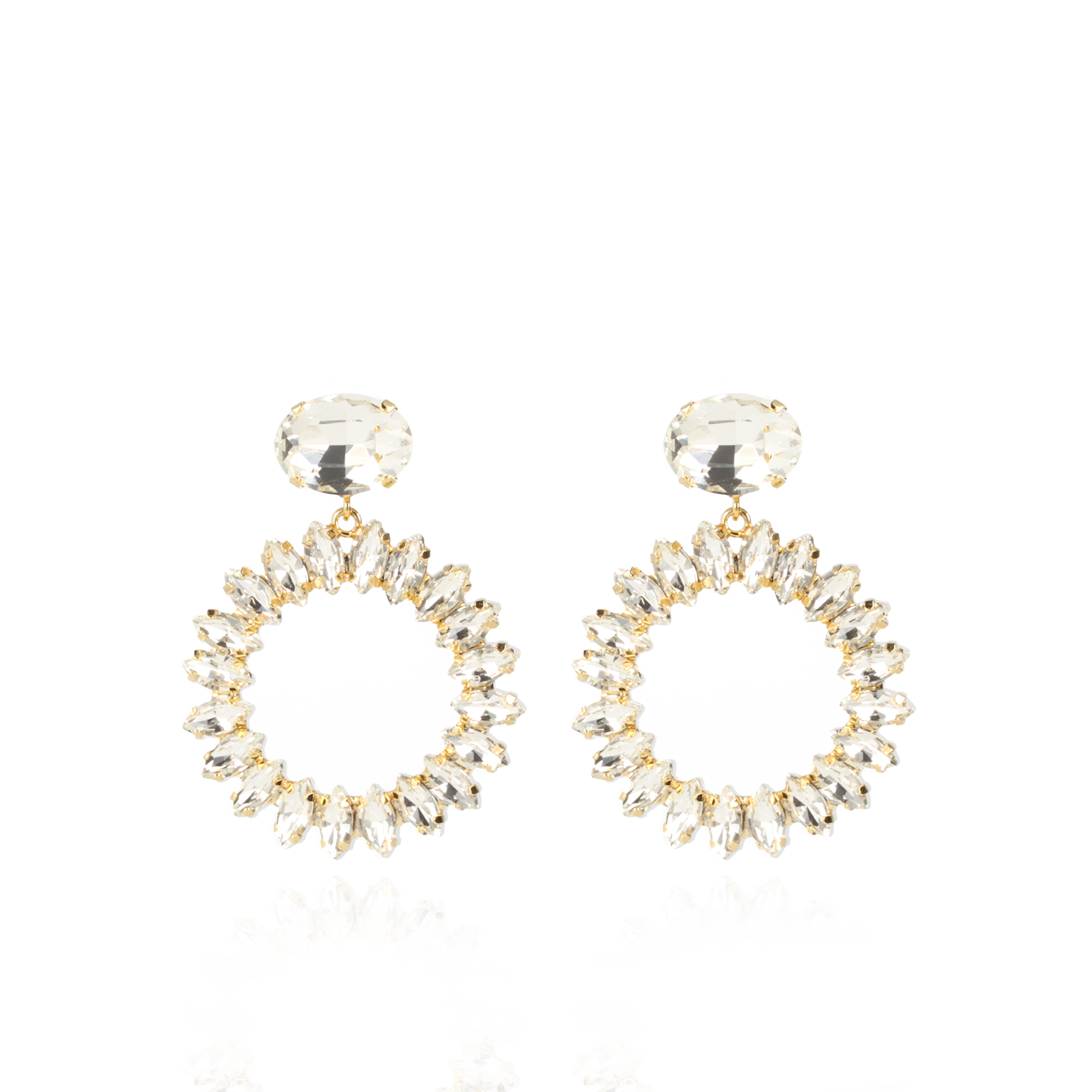 Crystal colored Zirconia Earrings Marquis Stones Oval S Earpin Inez