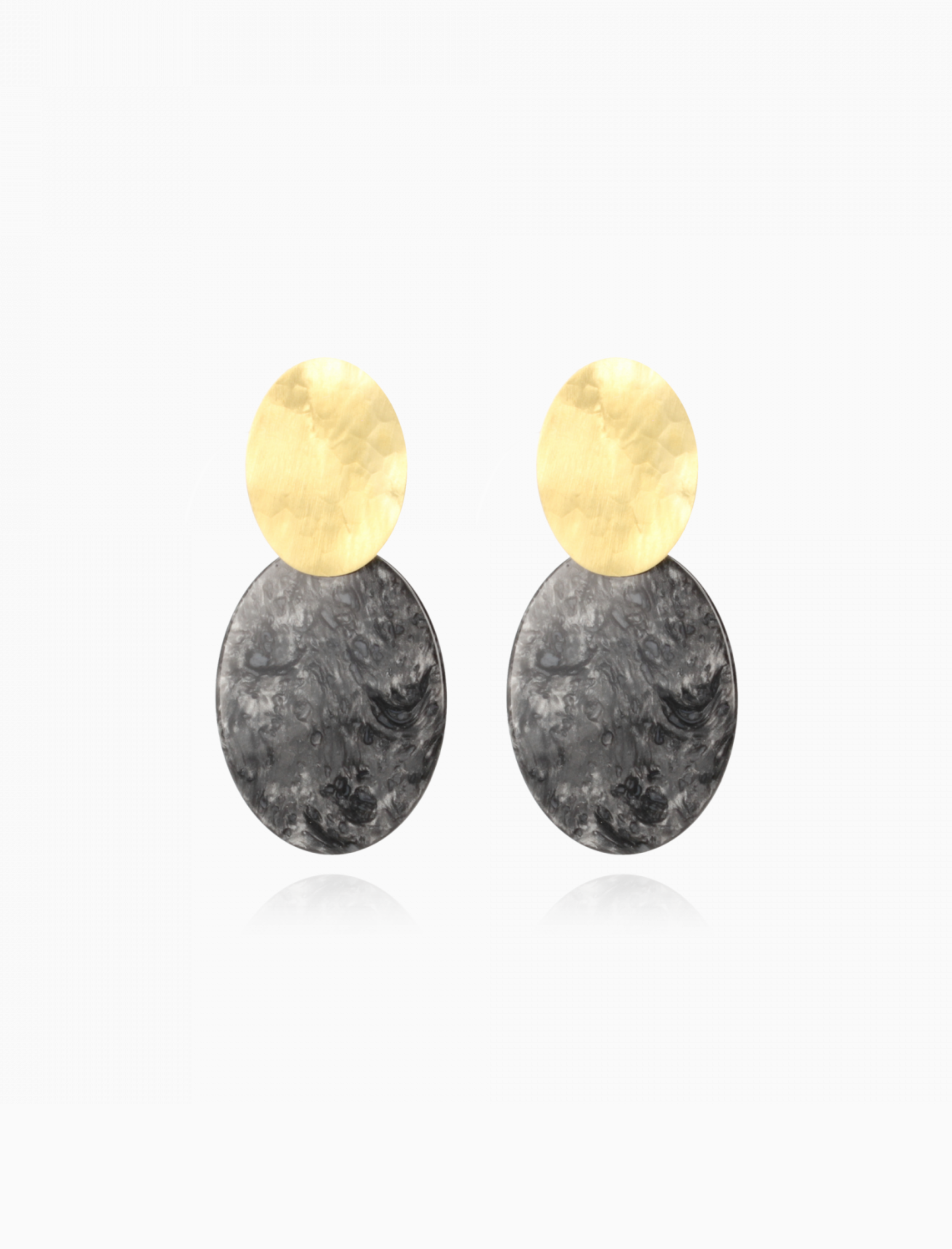 Marble Zwarte Oorbellen Celia Ovaal S