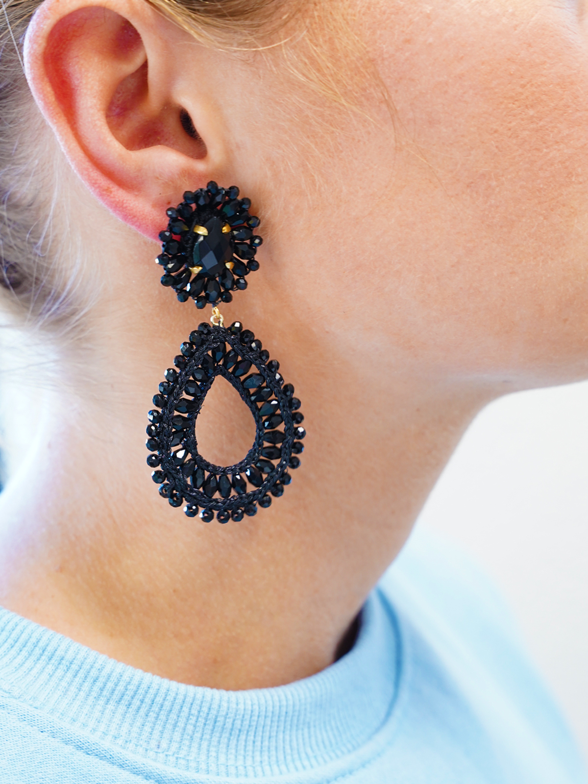 Black Earrings Apollo Drop