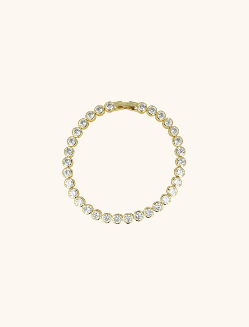 Goudkleurige Armband Framed Round Crystals