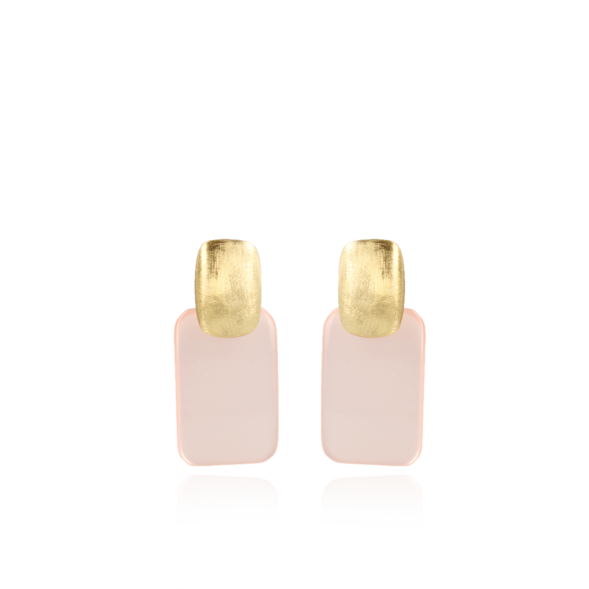 Roze oorbellen Resin Rectangle M