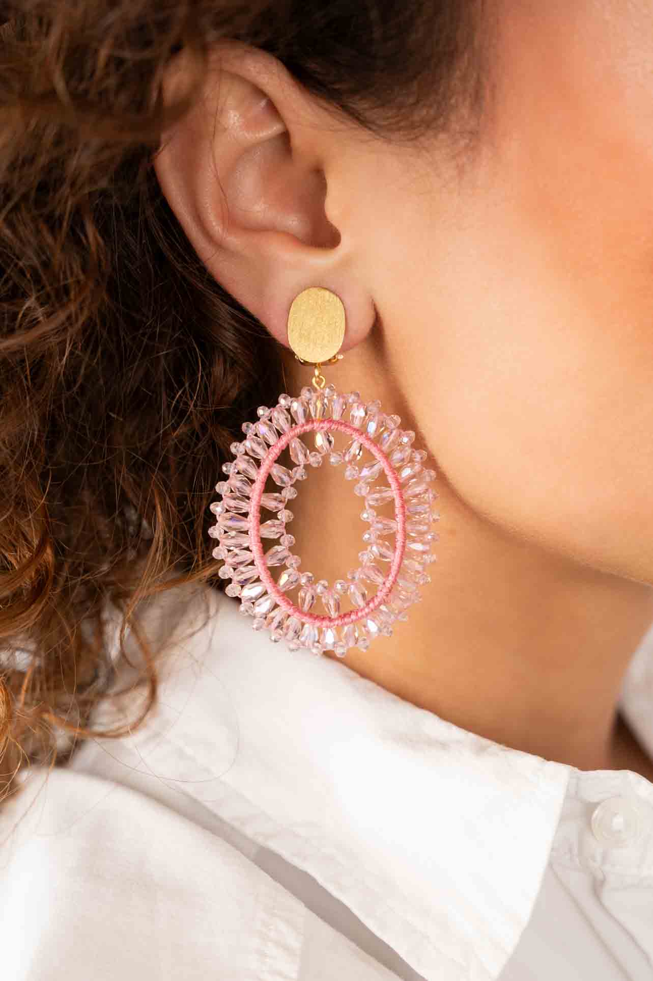 Roze Oorbellen Noa Ovaal Dubbel L Cliplott-theme.productDescriptionPage.SEO.byTheBrand