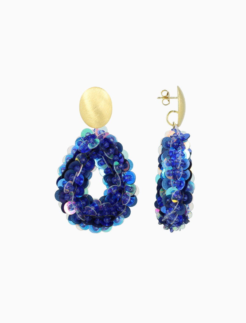 Blauwe Oorbellen Fenna Sequin Drop M