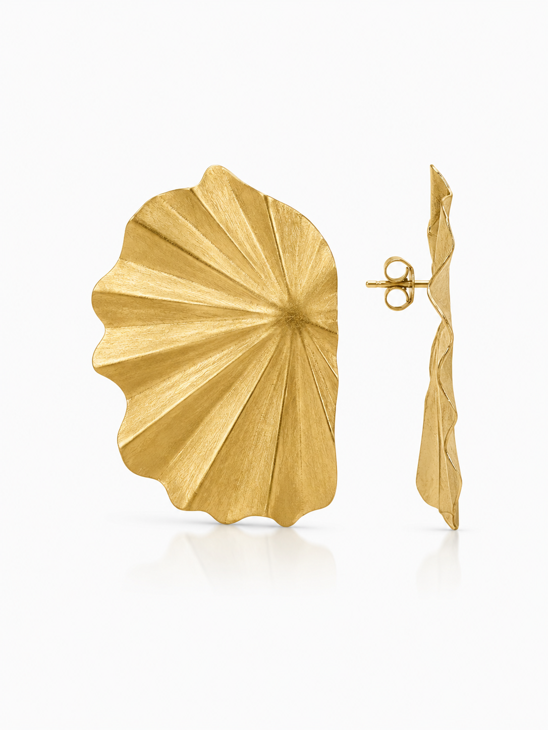 Brass - Gold CL Earring Leaf L Brushed