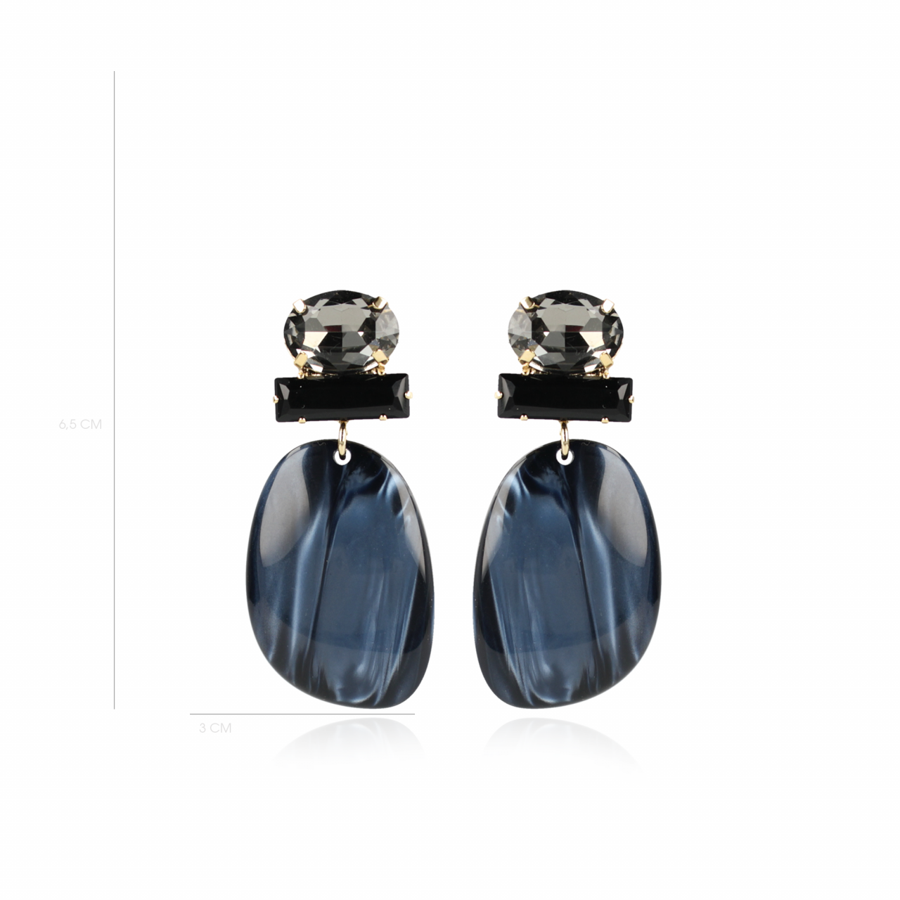 Blauwe Oorbellen Aurora Ovaal L Strass