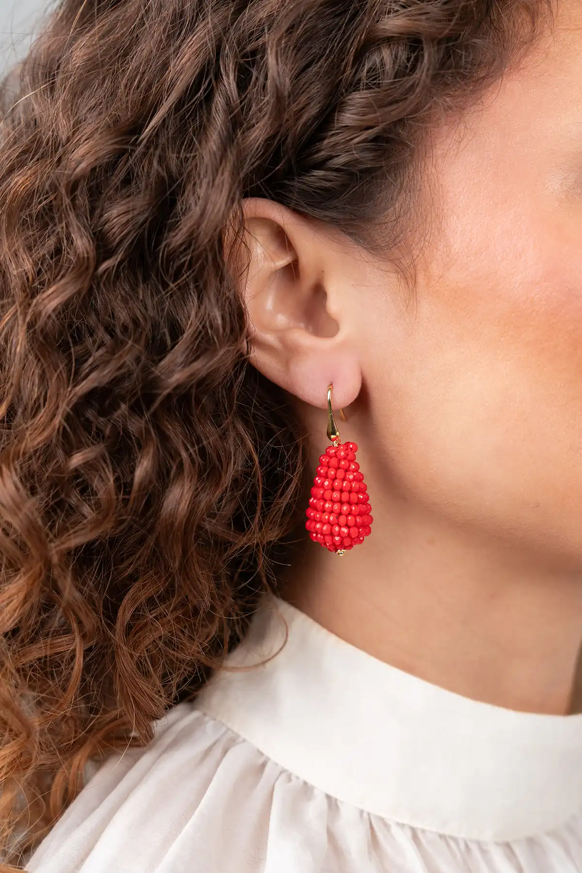 Rote Ohrringe Amy Maxi Glasperlen Kegel S