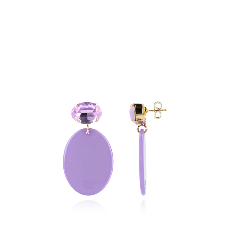 Paarse Oorbellen Celia Oval S Candy Strass Violet