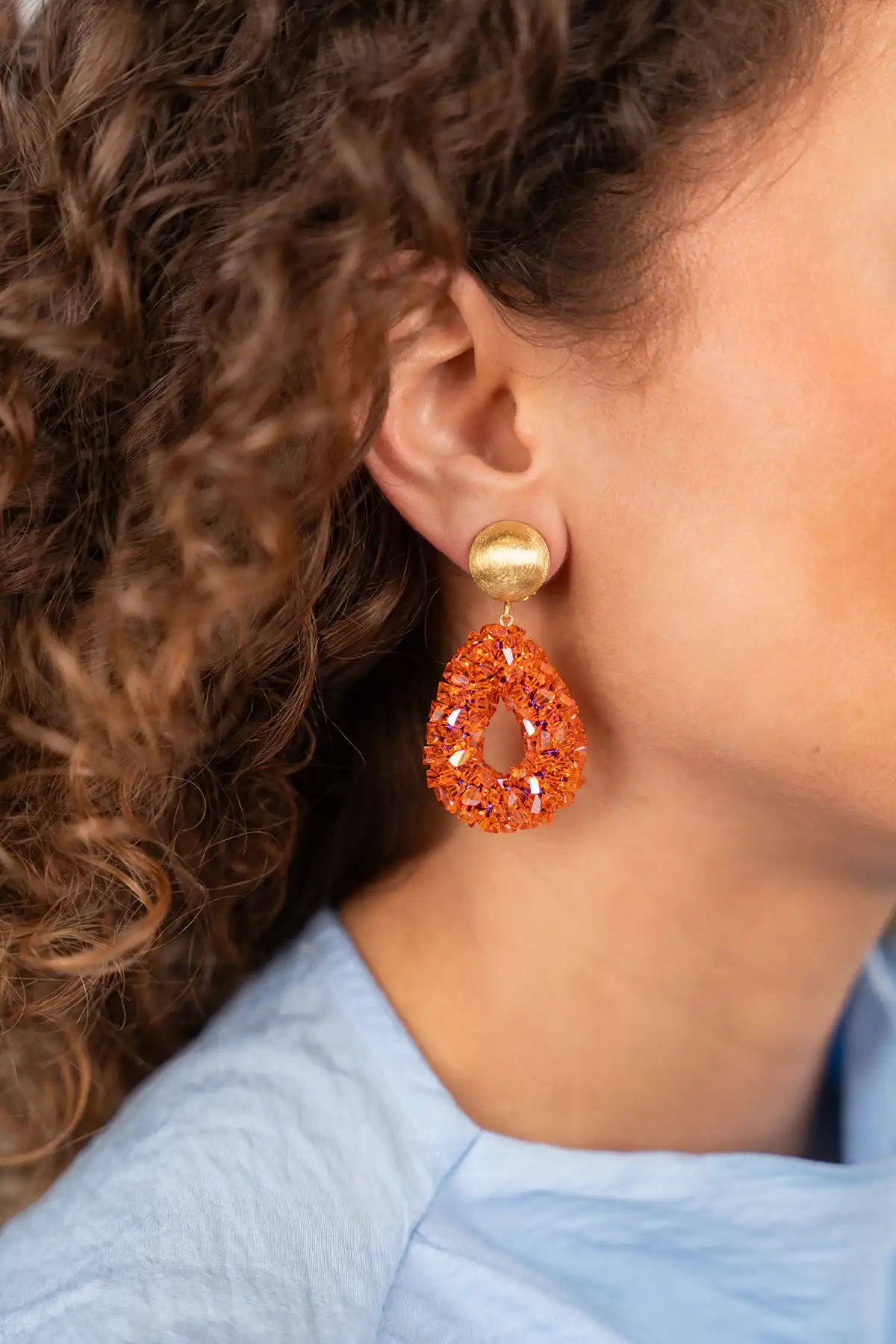 Orange Ohrringe Marieke Drop S Raw Clip  