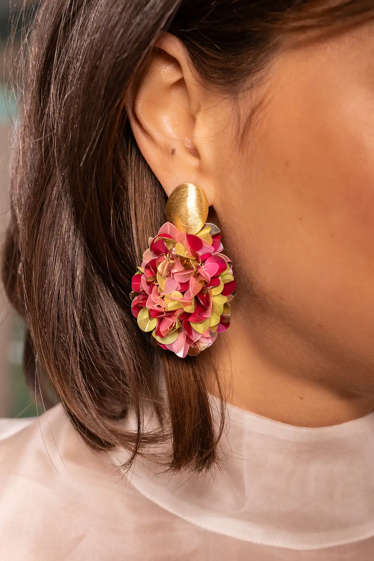 Fuchsia Lime Earrings Sas Sequin Oval Mlott-theme.productDescriptionPage.SEO.byTheBrand