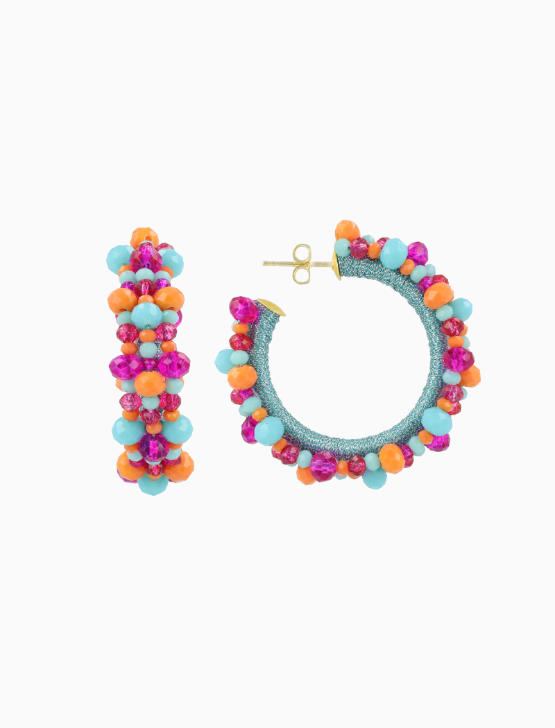 Blauwe Mix Oorbellen Brecht Urchin Creole Irregular Stones M