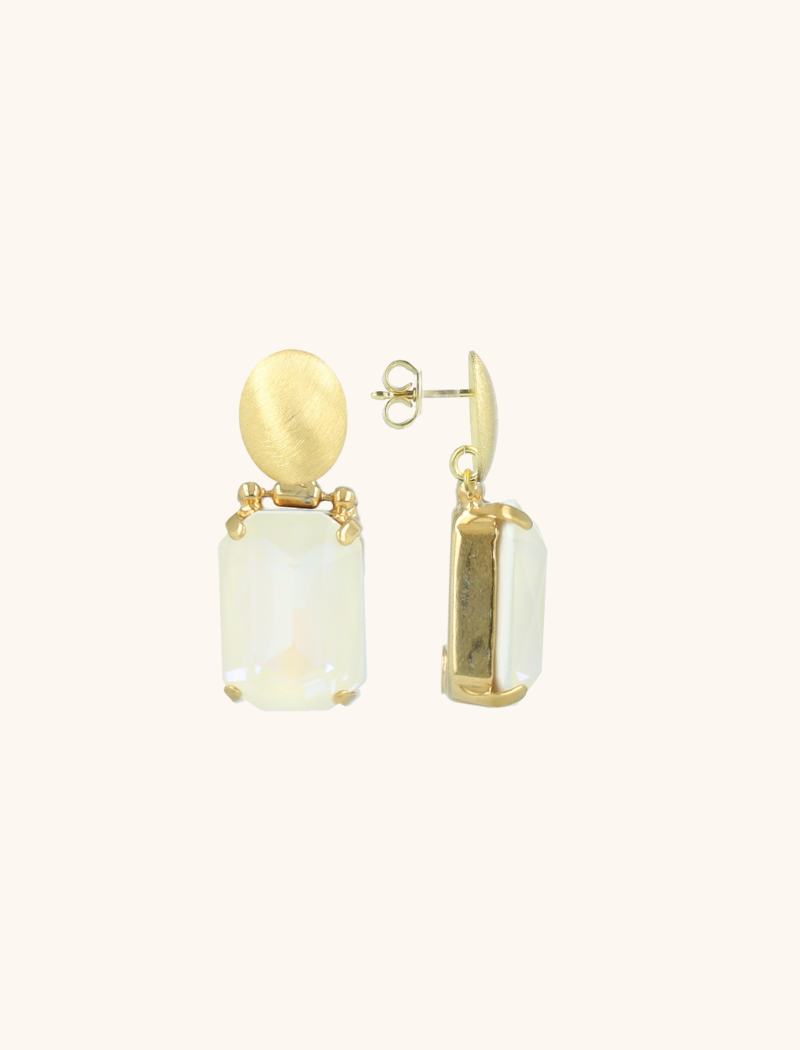 Weisser Kristall Ohrringe Daan Oval Pendant M  