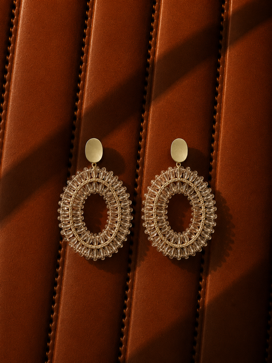 Champagne Oorbellen Double Stones Oval L