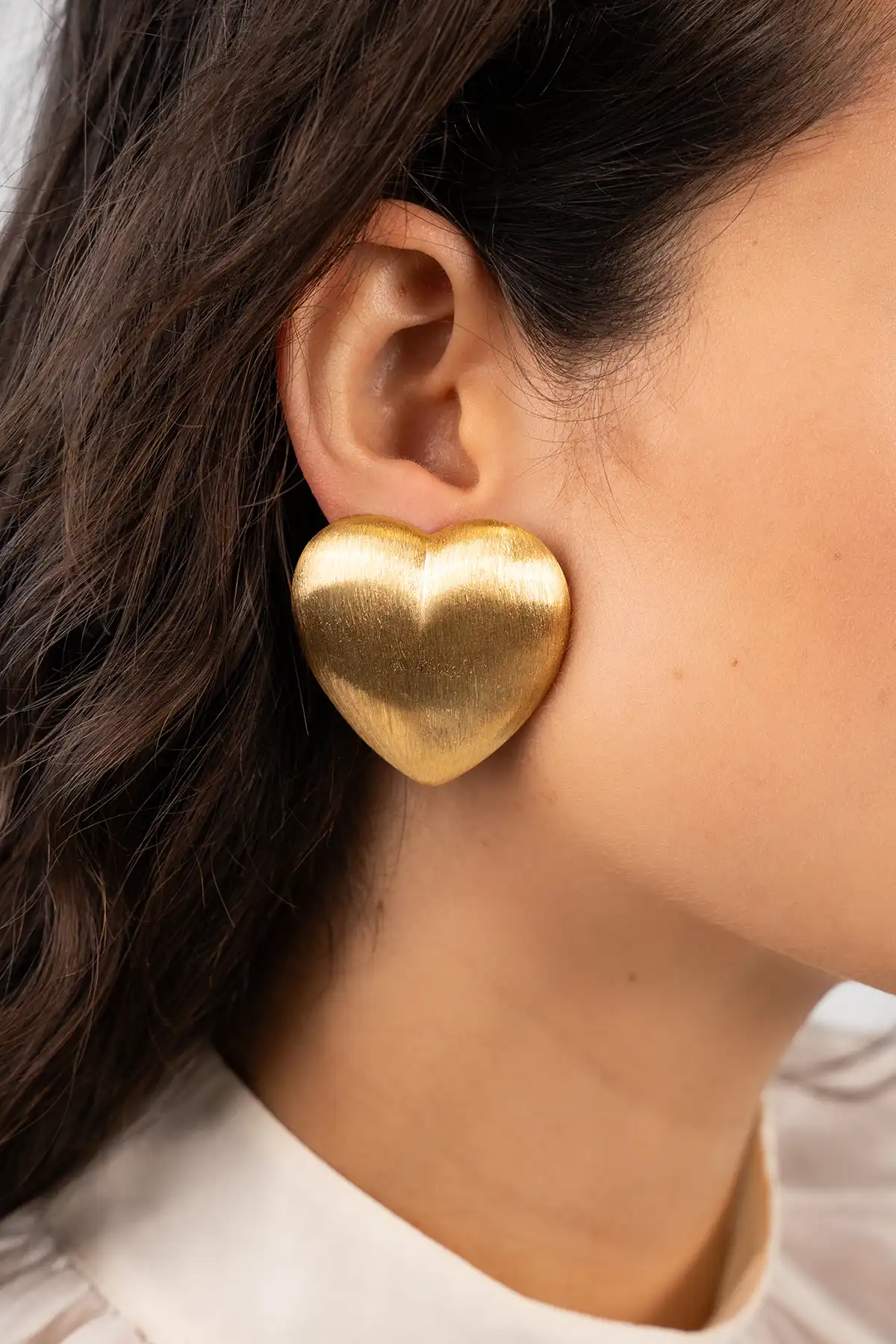 Classic Earrings Brushed Stud Heart XL