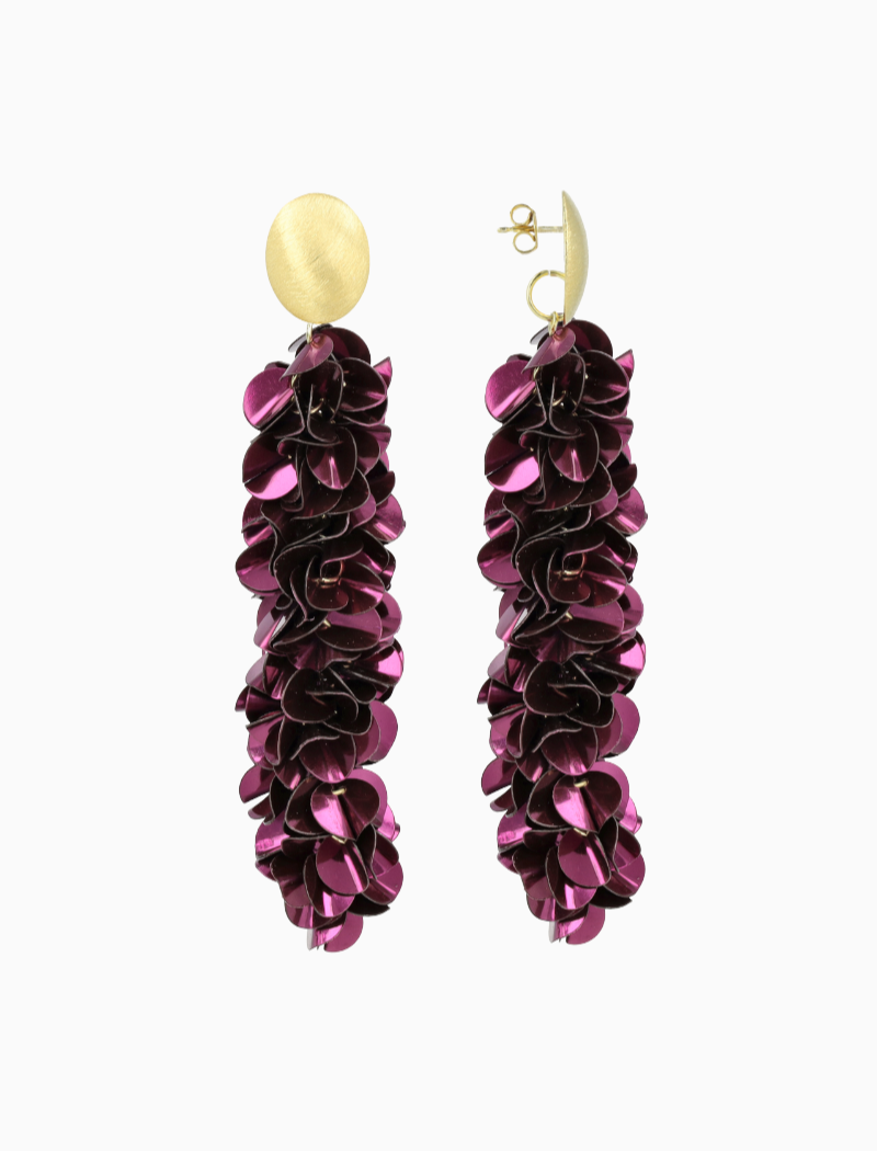 Dark Violet Sequin Oorbellen Snake L